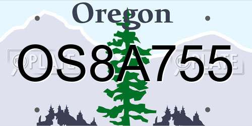 OS8A755 Oregon License Plate
