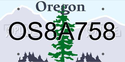 OS8A758 Oregon License Plate
