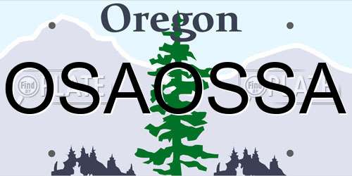 OSAOSSA Oregon License Plate