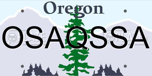 OSAQSSA Oregon License Plate