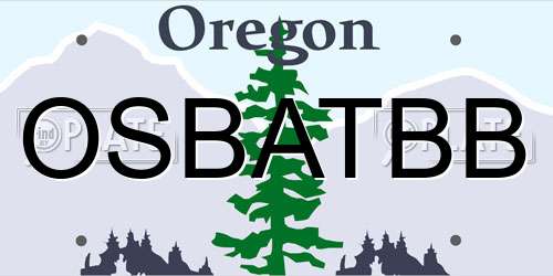 OSBATBB Oregon License Plate