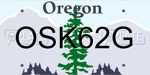 OSK62G Oregon License Plate