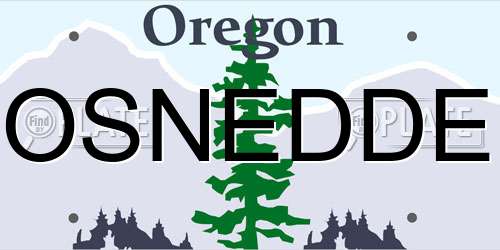 OSNEDDE Oregon License Plate