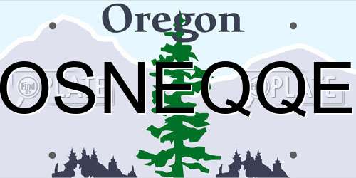 OSNEQQE Oregon License Plate