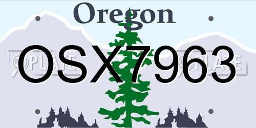 OSX7963 Oregon License Plate