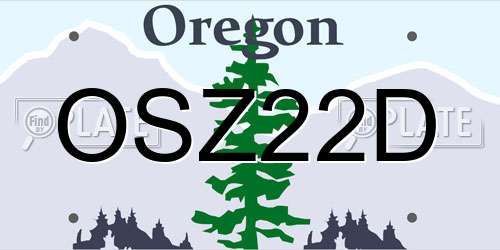 OSZ22D Oregon License Plate