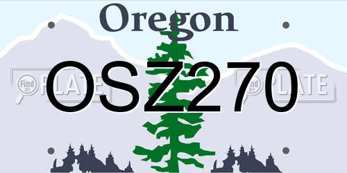 OSZ270 Oregon License Plate