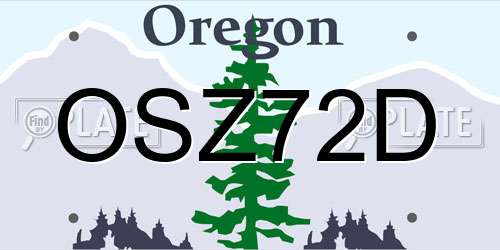 OSZ72D Oregon License Plate