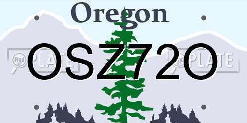 OSZ72O Oregon License Plate