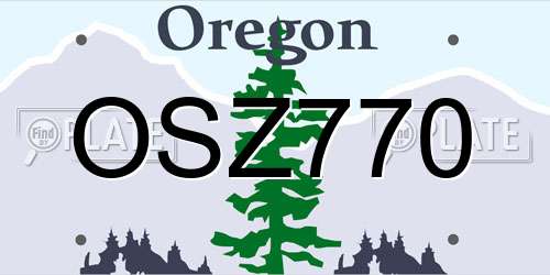 OSZ770 Oregon License Plate