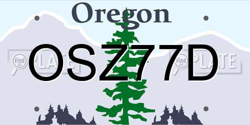 OSZ77D Oregon License Plate