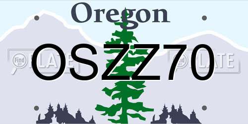 OSZZ70 Oregon License Plate