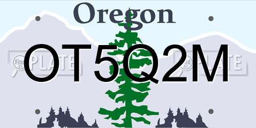 OT5Q2M Oregon License Plate