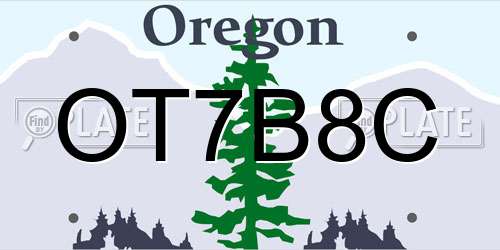 OT7B8C Oregon License Plate