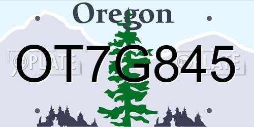 OT7G845 Oregon License Plate