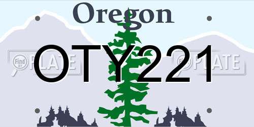 OTY221 Oregon License Plate