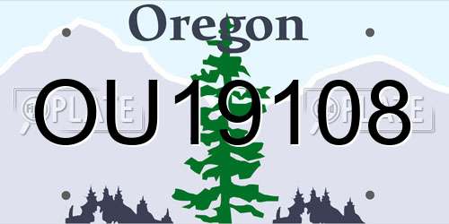 OU19108 Oregon License Plate