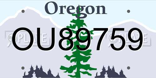 OU89759 Oregon License Plate