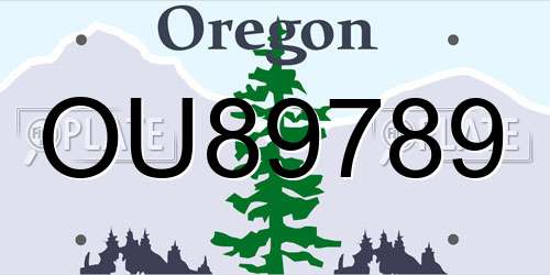 OU89789 Oregon License Plate
