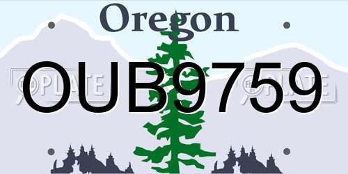 OUB9759 Oregon License Plate
