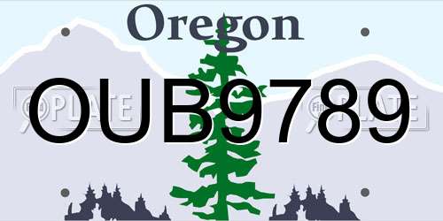 OUB9789 Oregon License Plate