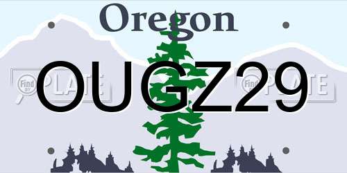 OUGZ29 Oregon License Plate