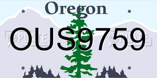 OUS9759 Oregon License Plate