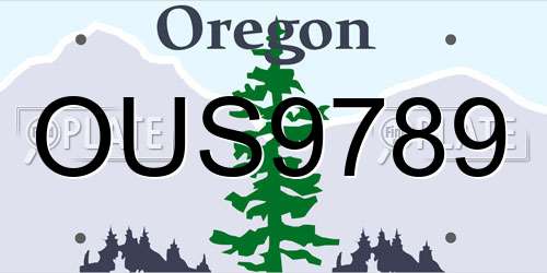 OUS9789 Oregon License Plate