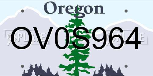 OV0S964 Oregon License Plate
