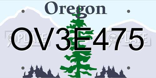 OV3E475 Oregon License Plate