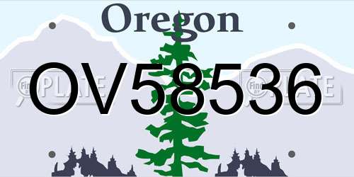 OV58536 Oregon License Plate