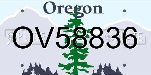 OV58836 Oregon License Plate