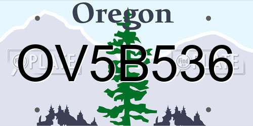 OV5B536 Oregon License Plate