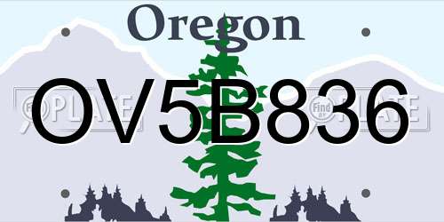 OV5B836 Oregon License Plate