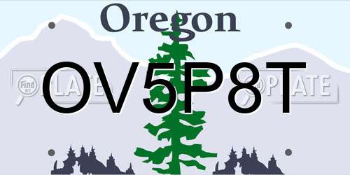 OV5P8T Oregon License Plate