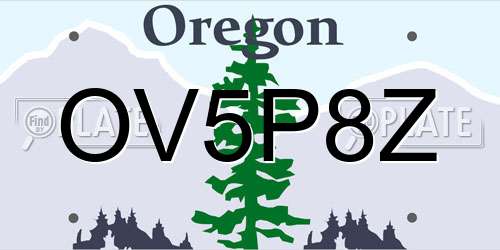 OV5P8Z Oregon License Plate