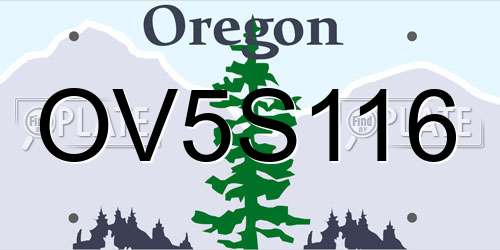 OV5S116 Oregon License Plate