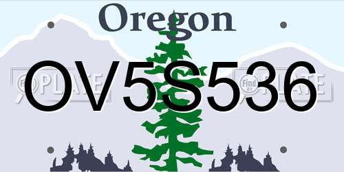 OV5S536 Oregon License Plate