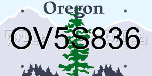 OV5S836 Oregon License Plate