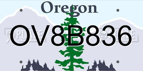OV8B836 Oregon License Plate