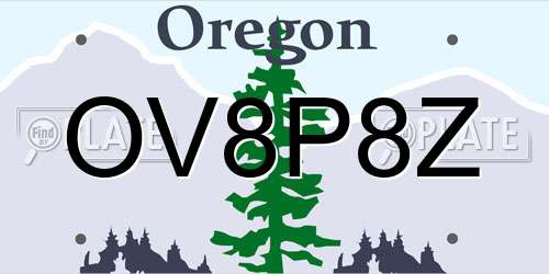 OV8P8Z Oregon License Plate