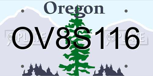 OV8S116 Oregon License Plate