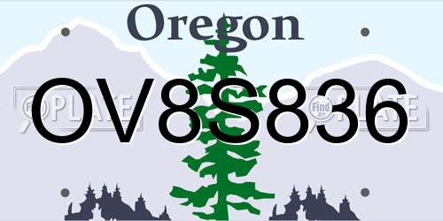 OV8S836 Oregon License Plate