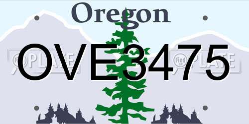 OVE3475 Oregon License Plate