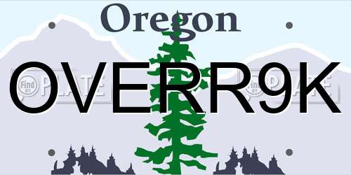 OVERR9K Oregon License Plate