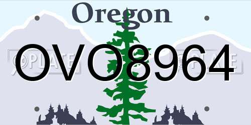 OVO8964 Oregon License Plate