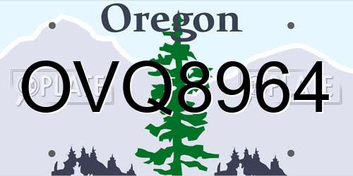 OVQ8964 Oregon License Plate
