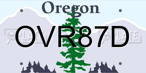OVR87D Oregon License Plate