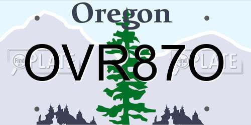 OVR87O Oregon License Plate