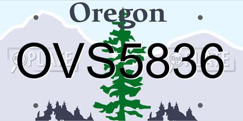 OVS5836 Oregon License Plate